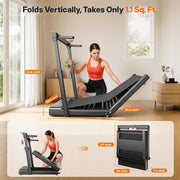 Foldable Walking Pad Treadmill with Height-Adjustable Handlebar