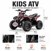 Gas ATV for Kids, 40cc Four Wheelers, Adjust 10-15 MPH (Red)