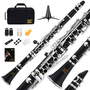 Upgraded Bb Ebonite Clarinet Intermediate, Silver, Full Kit, ECL-400