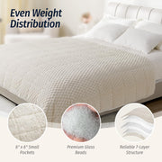 Fleece Weighted Blanket for Adults 60" x 80" 15lbs Fuzzy Blankets, White Soft Queen Size Sherpa Weighted Blankets, 3D Imitation Turtle Shell Warm Jacquard Flannel Heavy Blanket for Couch and Bed