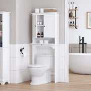 Bathroom Over the Toilet Storage Cabinet with Tilt-Out Cube, White Space-saving Organizer for Small Bathrooms, Doors Conceal Clutter, Adjustable Shelf, Anti-Tip Device, Engineered Wood