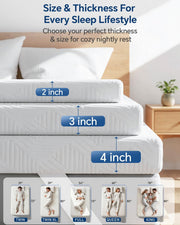 3 Inch Egg Crate Memory Foam Mattress Topper Queen Size