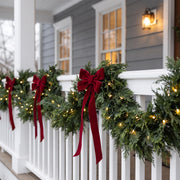 9 FT Pre-lit Christmas Garlands, Faux Cedar Pine Garland, 1 Pcs Lighted Pine Garland, Real Touch Xmas Artificial Greenery Garlands with light for Table, Winter, Outdoor, Wall, Mantle Decor