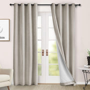 100" Wx84 L Taupe Full Blackout Curtains for Sliding Door, Thermal Insulated Drapery for Living Room Bedroom Windows Patio Door, Modern Chenille Grommet Curtains with Tieback 1 Panel
