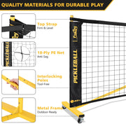 Portable Pickleball Net Set with Wheels, 22 FT & Half Court 11 FT Pickle Ball Net System, Steady Metal Frame with Carry Bag for Backyards, Driveways, and Garages