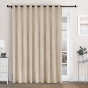 100" Wx84 L Taupe Full Blackout Curtains for Sliding Door, Thermal Insulated Drapery for Living Room Bedroom Windows Patio Door, Modern Chenille Grommet Curtains with Tieback 1 Panel
