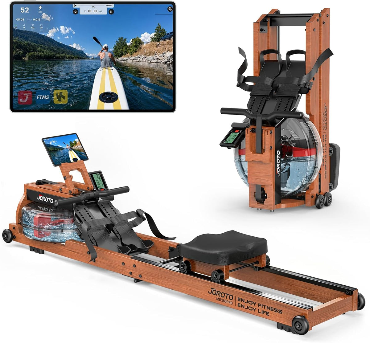 16-Level Scull-Style Magnetic Rowing Machine, LCD Monitor, Standard Seat, Gray, 300 lb Capacity