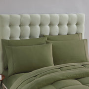 7 Piece Comforter Set Bag Solid Color All Season Soft Down Alternative Blanket & Luxurious Microfiber Bed Sheets, Sage, Queen (Pack of 4)