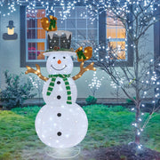 Outdoor Snowman Lighted, Pop-Up Lighted Snowman Outdoor Christmas Decorations Prelit 120 LED Lights Plug-in, Collapsible Light Up Snowmen with Squirrels Pine Cone Home Balcony Porch Yard Decor-Green