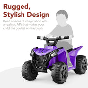 6V Kids Ride On Toy, 4-Wheeler Quad ATV Play Car w/ 1.8MPH Max Speed, Treaded Tires, Rubber Handles, Push-Button Accelerator - Purple