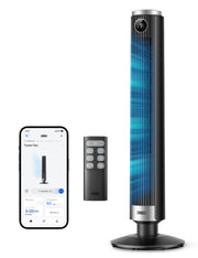 Smart Tower Fan for Bedroom, 40”-45” Adjustable Height, 9 Speeds