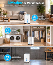 1500 Sq.Ft Dehumidifier for Basement, 21 Pints, Compressor, Quiet Real compressor, auto-defrost, 40dB quiet mode, dual drainage w/ hose, child lock, energy efficient for basement & bedroom