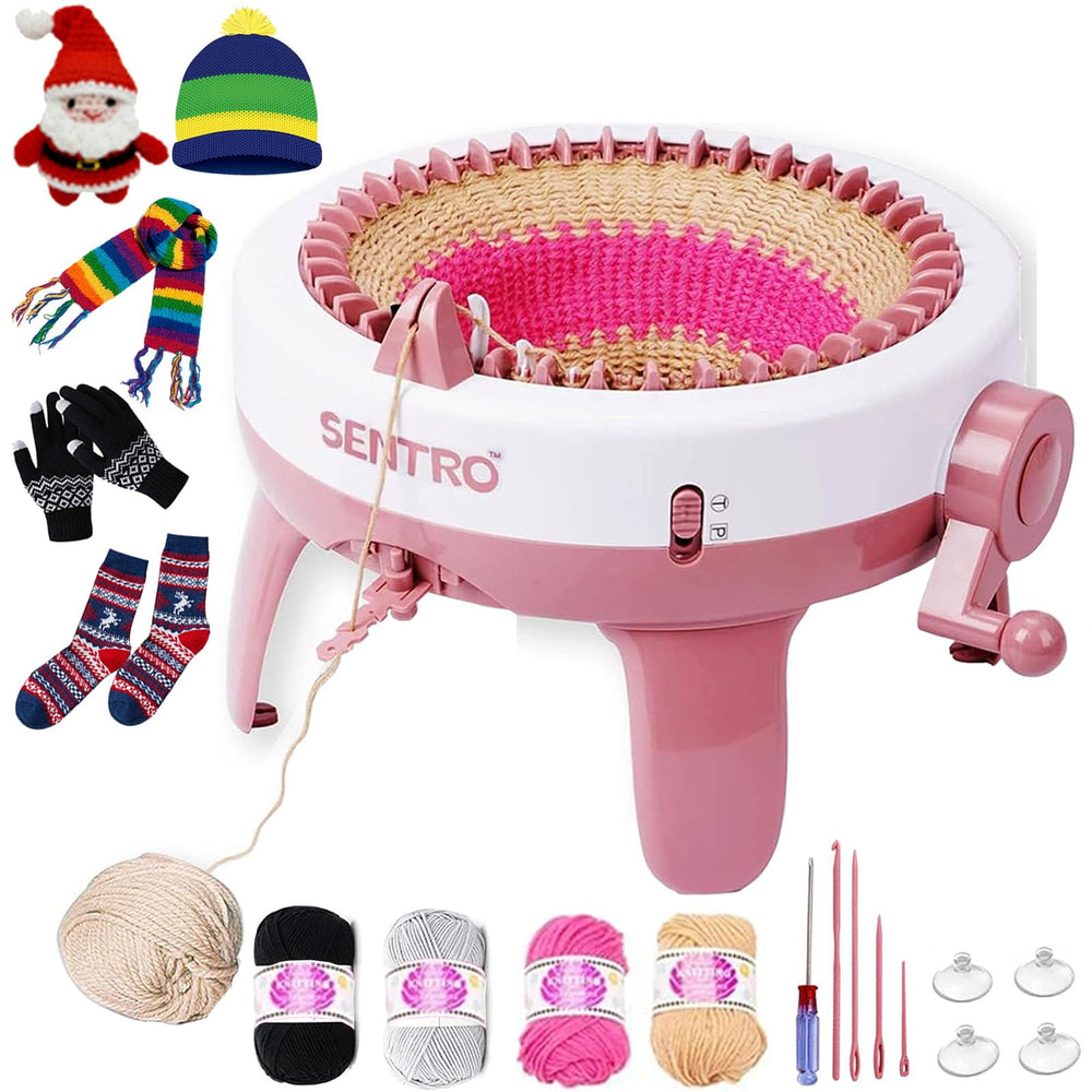 Sentro 48 Needle Knitting Machine with Row Counter, Dual Mode Knitting Loom Smart Row Counter, Tube & Panel Dual Modes, 4 Yarn Tensions, for Hats, Socks, Scarves, Gloves, Beginners & Adults