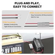 12V 20A LiFePO4 Battery Charger 14.6V Lithium Battery Charger 0V Activation, AC-DC Smart Automatic Charger, Anderson Connector, LED Indicator for Lipo Lithium Iron Phosphate Battery