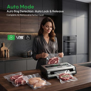 Automatic Vacuum Sealer for Food, Continuous Seal 40 Bags in 20 Mins Hands-Free Operation Food Sealer, Built-in Cutter & Roll Storage, Powerful Suction for Meal Prep & Bulk Food Storage