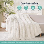 Weighted Blanket for Adult 80"x87" 15lbs Soft Long Plush Queen White