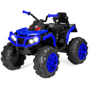 12V Kids Ride-On Electric ATV, 4-Wheeler Quad Car Toy w/Bluetooth Audio, 3.7mph Max Speed, Treaded Tires, LED Headlights, Radio - Blue