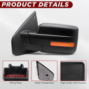 Towing Mirrors Compatible with F150 2007-2014, Pair Set Black