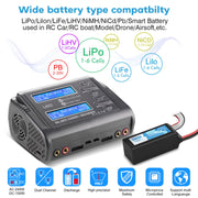 LiPo Battery Charger Dual 10A RC Fast Balance Battery Charger Discharger RC Car Drone Chargers for 1S-6S LiPo Li-ion Life LiHV 1S-15S NiCd NiMH 2-20V PB Smart Batteries