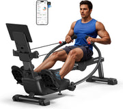 16-Level Dual-Rail Magnetic Rowing Machine, Advanced LCD Monitor, Standard Seat, Black, 250 lb Capacity