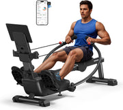 16-Level Dual-Rail Magnetic Rowing Machine, LCD Monitor, Standard Seat, Gray, 330 lb Capacity