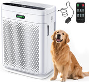 Air Purifier for Large Room, Cleans 2,400 ft² in 30 Mins, 3-Stage True HEPA, 360° Airflow, Large Touch Display Control, Real-Time Air Quality (PM2.5) Display, Ultra-Quiet 20dB Sleep Mode, HAP602 White