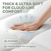 Thick Full Mattress Topper with 20" Deep Pocket Viscose Derived from Bamboo, Ultra Plush & Soft Mattress Pad, Pillow Top, Full Body Support, White