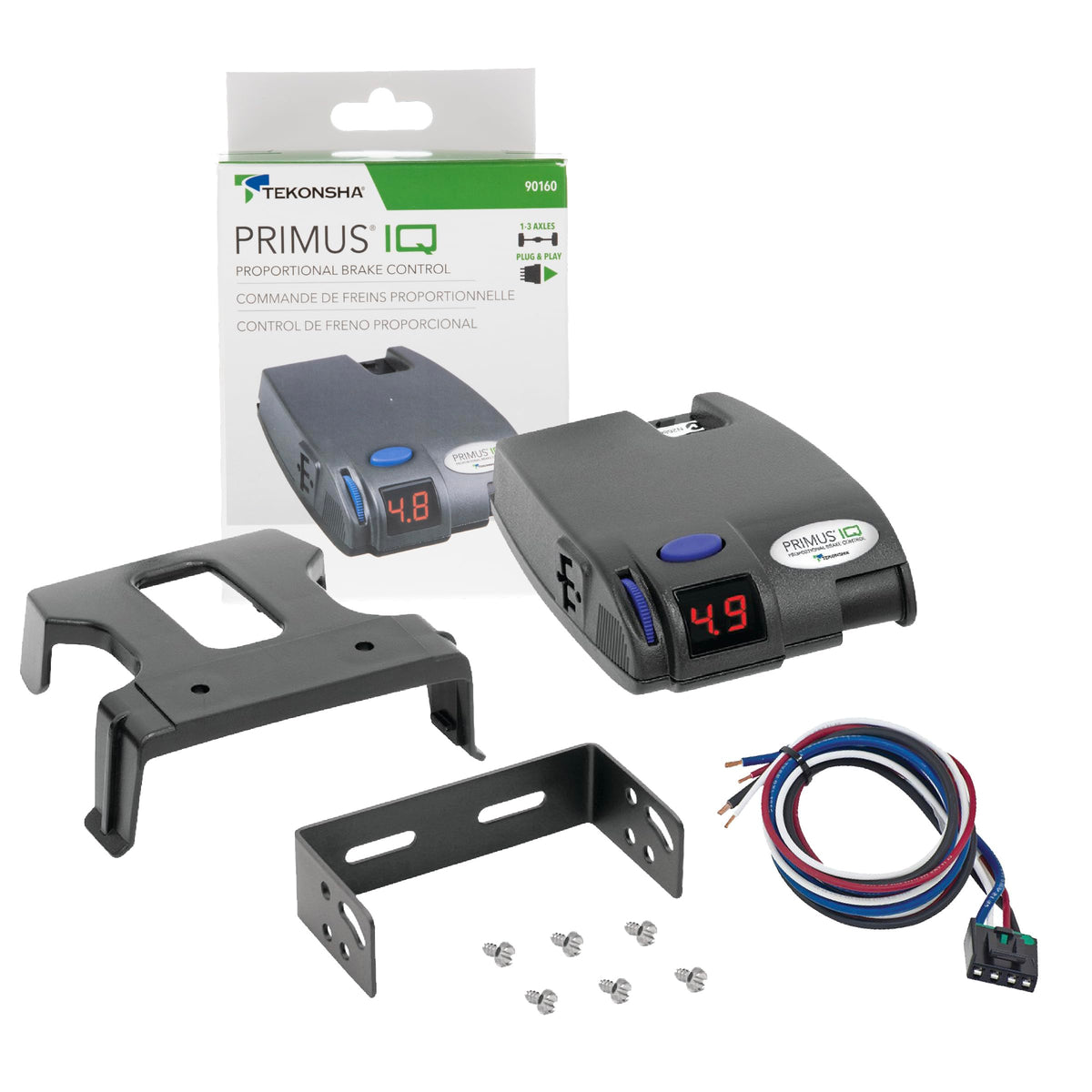 90160 Primus IQ, Proportional Brake Controller for Trailers with 1-3 Axles, compatible with, GM,. Wiring Harness Sold Separately.