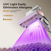 J300 Bed Vacuum Cleaner, Dust Sensor, Pet Hair, UV and Heat, Corded Mattress vacuum cleaner with 500W motor, 13Kpa suction, UV-C light and 130°F heat for pet hair on beds, sofas, White
