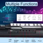 88 Key Piano Keyboard, Electric Digital Piano with Semi Weighted Keys, Keyboard Piano with Sustain Pedal, Power Supply, Stand, Carrying Case, Headphones, USB-MIDI Compatibility, for Beginner Adults