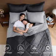 7-Piece California King Comforter Set, Dark & Light Grey Bed in a Bag