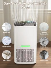 Dehumidifier, 60 OZ Water Tank, Dehumidifiers for Home, White