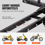 Motorcycle Carrier, 600 LBS Steel Motorcycle Carrier Hitch Mount with 47" Longer Ramp, Scooter Dirt Bike Trailer Hauler with Ratchet Straps and Stabilizer, for Car, Truck with 2" Hitch Receiver