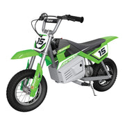 Kid and Teen Dirt Rocket 24 Volts High Torque Electric Motorcycle with Pneumatic Tires, Speeds up to 14 Miles Per Hour, 2 Pack, Black/Green