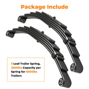 Tandem Trailer Suspension Kit for 6,000 lbs Axle – 3,000 lbs 5 Leaf Springs & Hanger Set