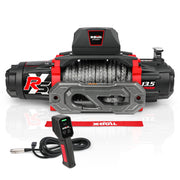 Winch 10000 lb. Load Capacity Electric Winch Kit 12V Synthetic Rope,Waterproof Electric Winch with Hawse Fairlead, with Wireless Handheld Remote and Corded Control Recovery