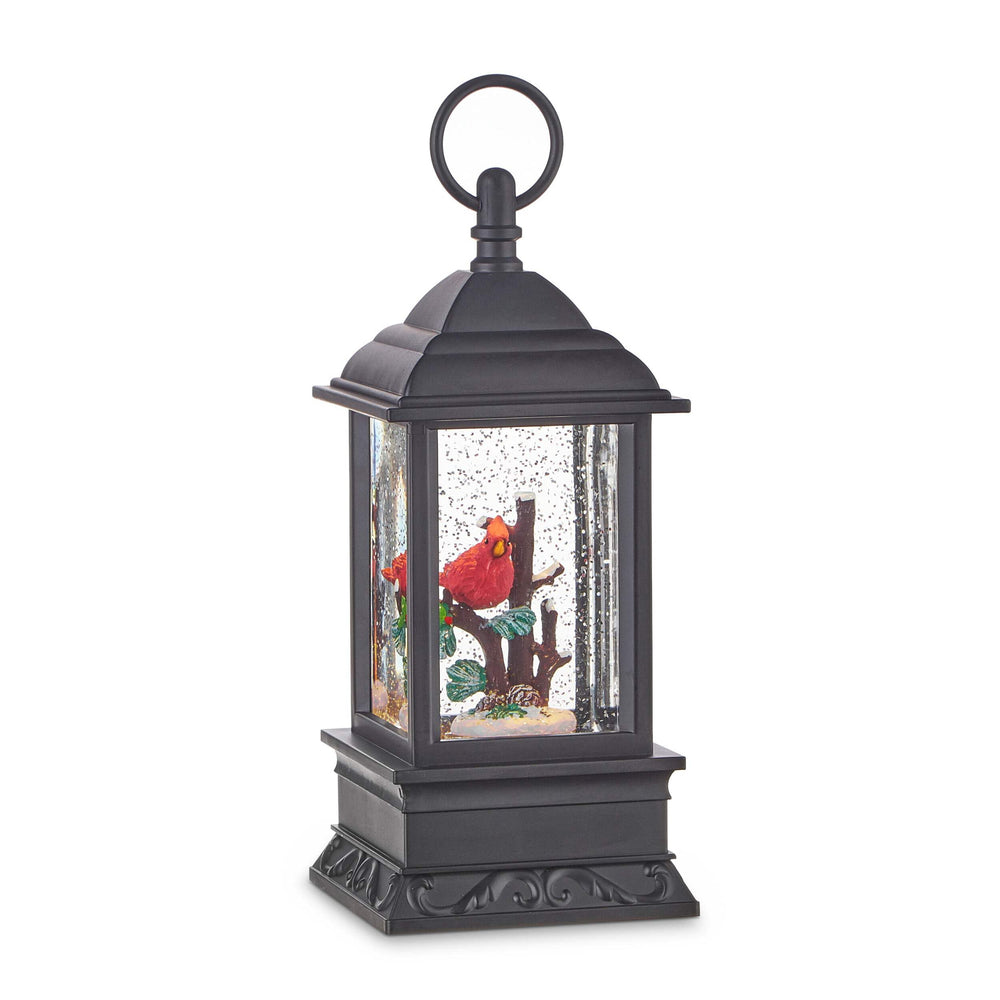 Lighted Snow Globe Lantern: 9.5 Inch, Black Holiday Water Lantern by (Cardinal)