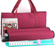 American Mahjong Set 166 White Engraved Tiles Burgundy Quilted Carrying Bag Complete set includes 4 all in one racks and pushers for American Mah Jongg play family game night parties travel and gifting