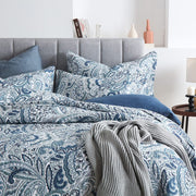 Cotton Bedspread Quilt Sets, 3 Pieces Reversible Comforter Coverlet Sets,Blue Floral Paisley Bedspread,King Size