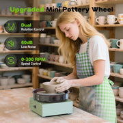 Mini Pottery Wheel for Kids, Beginners, Adults, All-in-one Kit 6" Clay Wheel, Adjustable Speed, Two-Way Rotation, Removable Splash Tray, 18PCS Tools, Birthday Gift for Teens Girls Boys