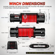 9500 LBS Electric Winch 12V Portable Winches for Trailer ATV