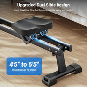 16-Level Magnetic Rowing Machine with Extended Slide Rail, Advanced LCD Monitor, Wide Seat, Charcoal, 350 lb Capacity