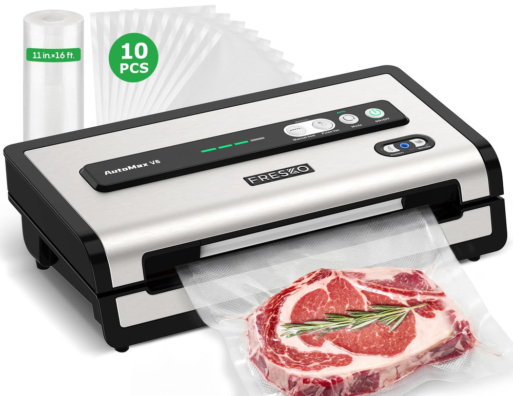 Automatic Vacuum Sealer for Food, Continuous Seal 40 Bags in 20 Mins Hands-Free Operation Food Sealer, Built-in Cutter & Roll Storage, Powerful Suction for Meal Prep & Bulk Food Storage