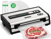 Automatic Vacuum Sealer for Food, Continuous Seal 40 Bags in 20 Mins Hands-Free Operation Food Sealer, Built-in Cutter & Roll Storage, Powerful Suction for Meal Prep & Bulk Food Storage