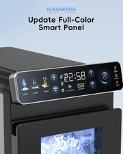 Small Ice Maker with Full-Color Panel & Timer Function, 26 lbs/Day Ultra-Slim Ice Makers Countertop, Built-in Status Light, Two Ice Size, Portable Self-Cleaning Ice Machine for Home/Kitchen/RV