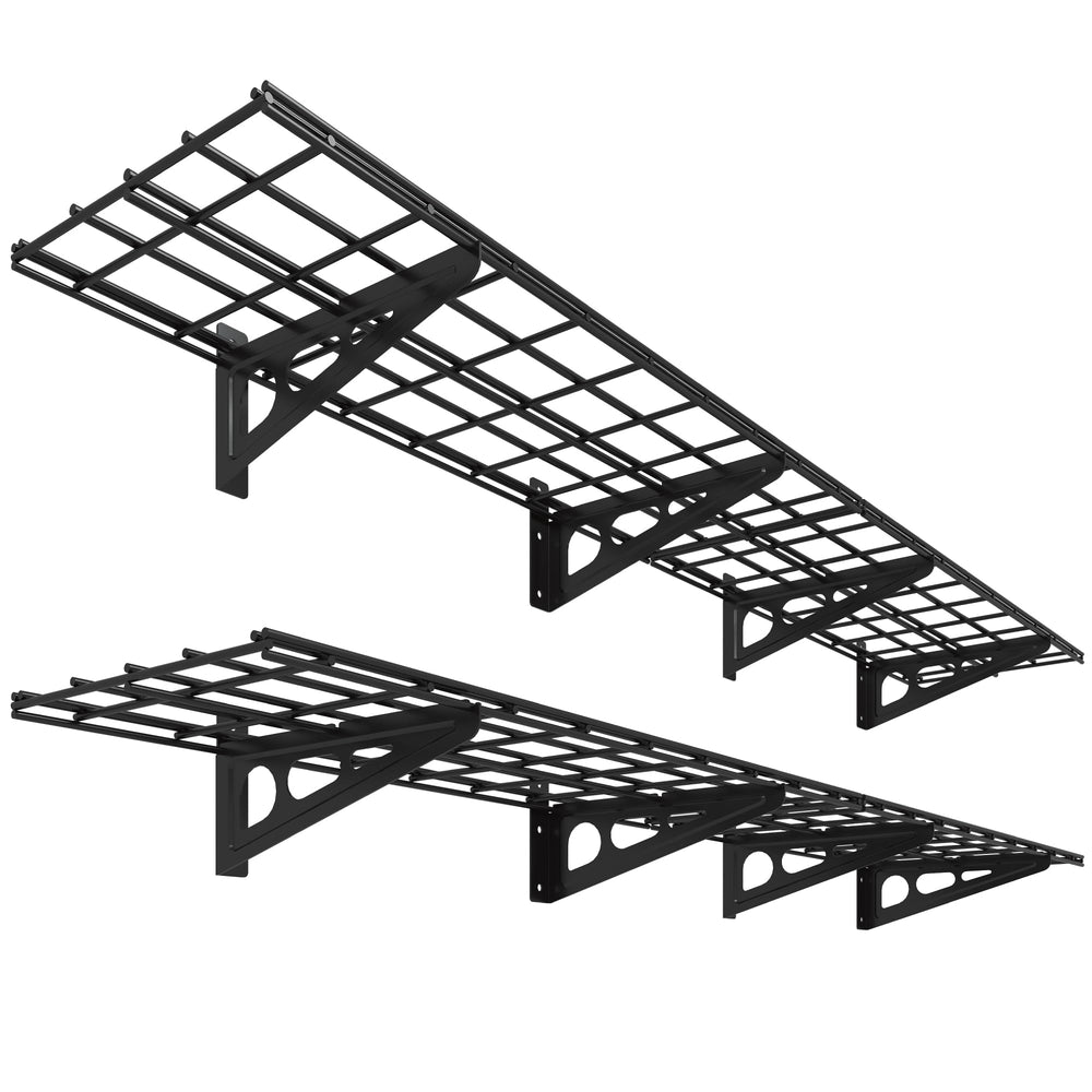 12-inch-by-72-inch Wall Shelf Garage Storage Rack Wall Mounted Floating Shelves,1x6ft,Black, 2-Pack, Classic Series