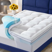 Queen Mattress Topper 4 Inch, Cooling Memory Foam Mattress Topper Queen Size with 2" Gel Foam & 2" Soft Pillow Top, Bamboo Viscose Cover, 21" Deep Pocket Mattress Pad (Queen)