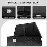 39 inch Trailer Tongue Box,Aluminum Trailer Tool Box for Storage,Trailer Box w/Lock and Keys,Heavy Duty Waterproof Black Box - 39 X 15 X 12 inch