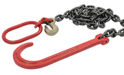3/8" x6' G80 15" Long Shank J Hook Tow Chain Recovery w/Eye Cradle Grab Hook - 7100 LBS WLL - Rollback Towing Chain for Car Wrecker Recovery Flatbed Trailers Truck - Towing Equipment