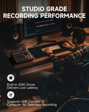 DAM-1000 10-Channel Analog DJ Audio Mixer Sound Board, with 4 Premium LAXY-PRE Microphone, 48V Phantom Power Preamps, BT 5.3, 48kHz 24Bit Sample Rate